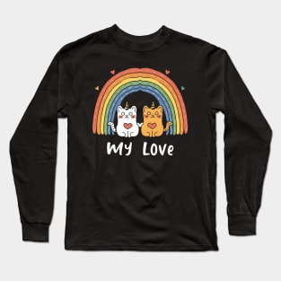 My Rainbow Cat is My Valentine Long Sleeve T-Shirt